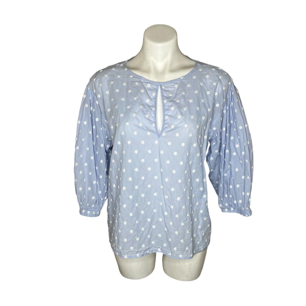ZARA Lightweight Polka Dot Blouse Sky Blue Size Medium